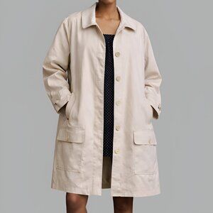 London Fog Nordstrom Women's Limited Edition Long Trench Coat Tan Size Medium 10